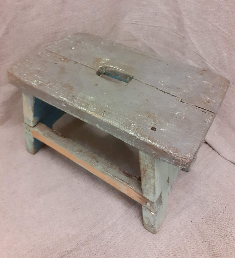 Thumbnail: Vintage Rustic painted stool - 31cm