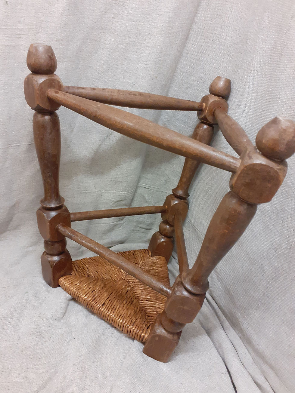 Thumbnail: Triangular rush seated French stool