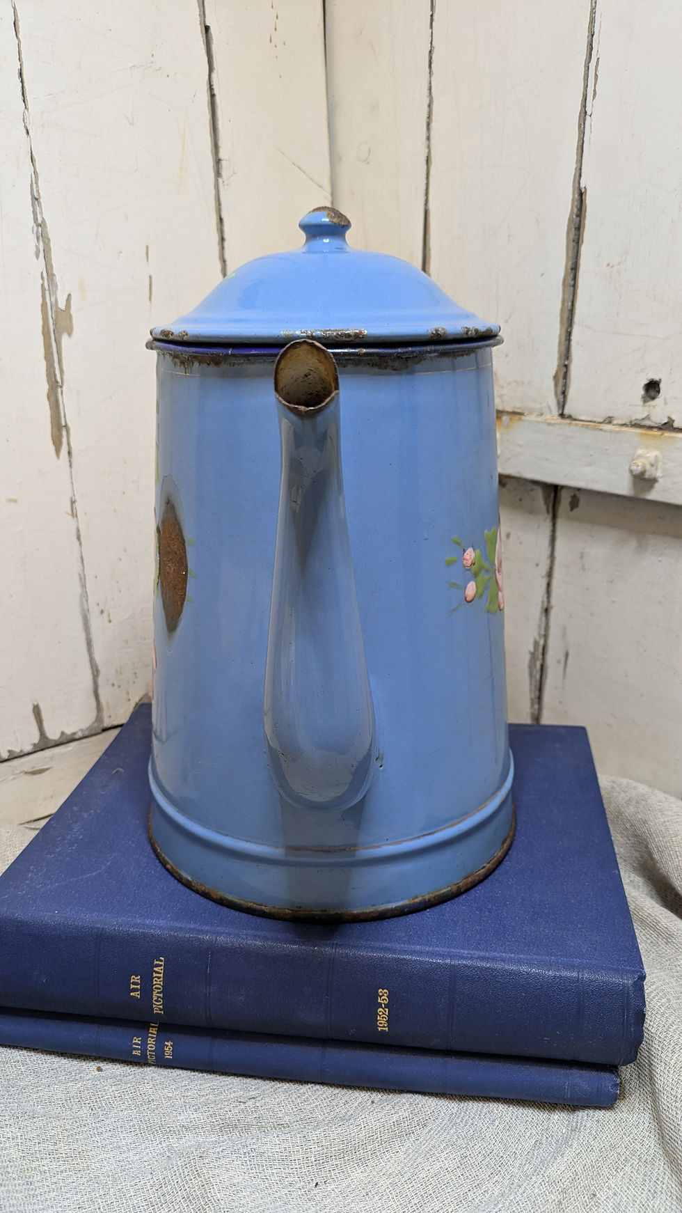 Thumbnail: French enamel floral coffee pot
