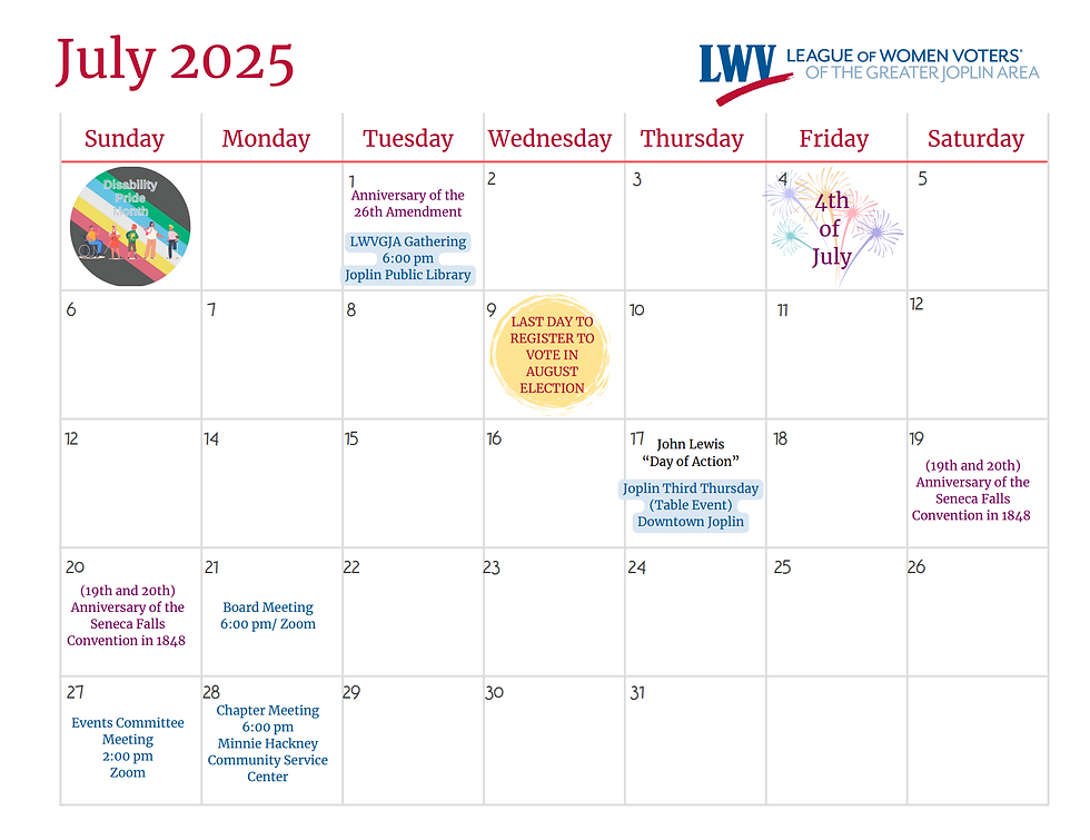 Events Calendar-July 2025
