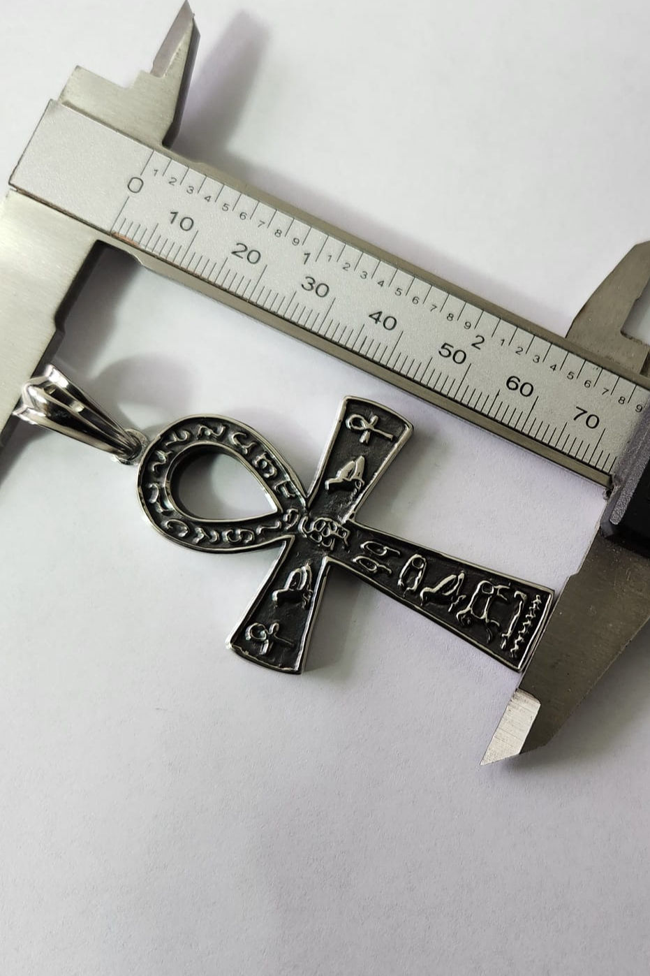 Thumbnail: Large Egyptian Ankh Hieroglyph Key Of Life Steel Necklace