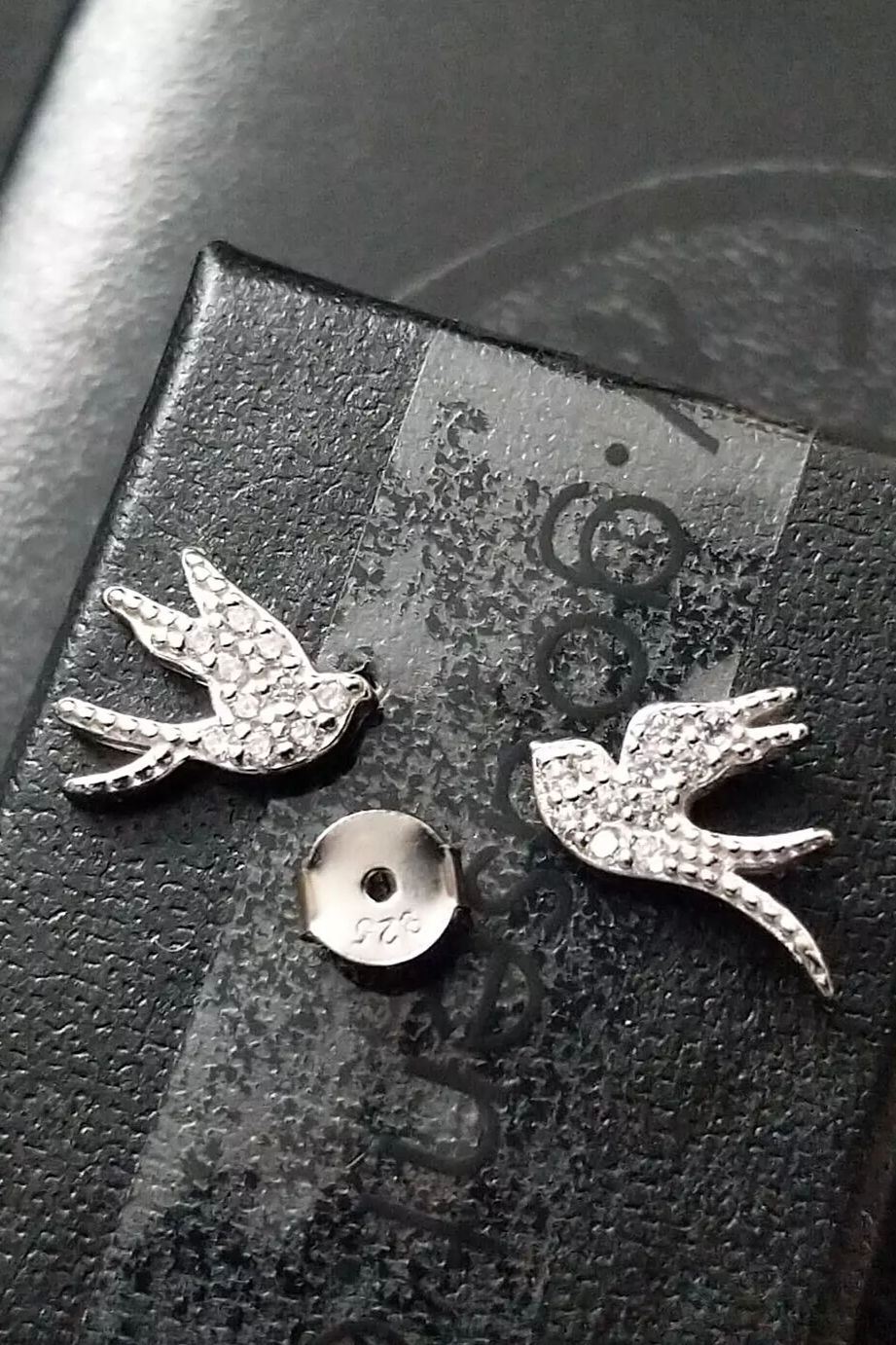 Miniature : 925 Silver Swallow Bird CZ Stud Earrings