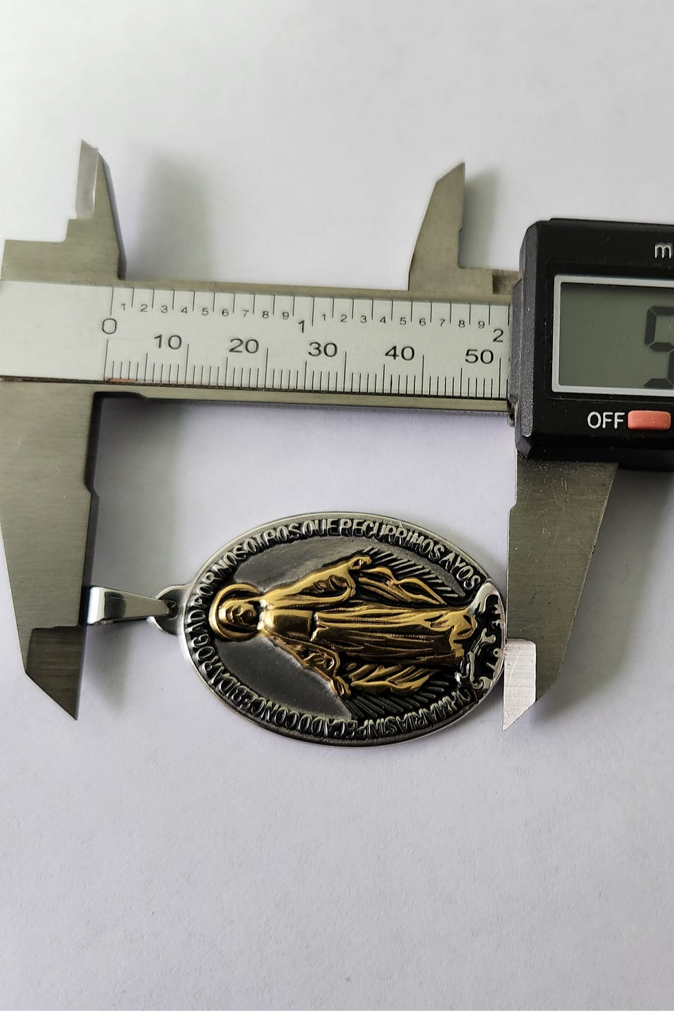 Miniature : Large Oval Marian Cross Gold Plated Large Oval Miraculous Medal Toggle Necklace