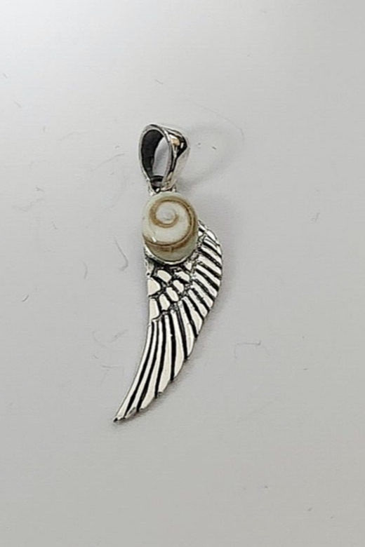 Miniatura: 925 Silver Small Angel Wing Shiva's Eye Shell Memorial Pendant