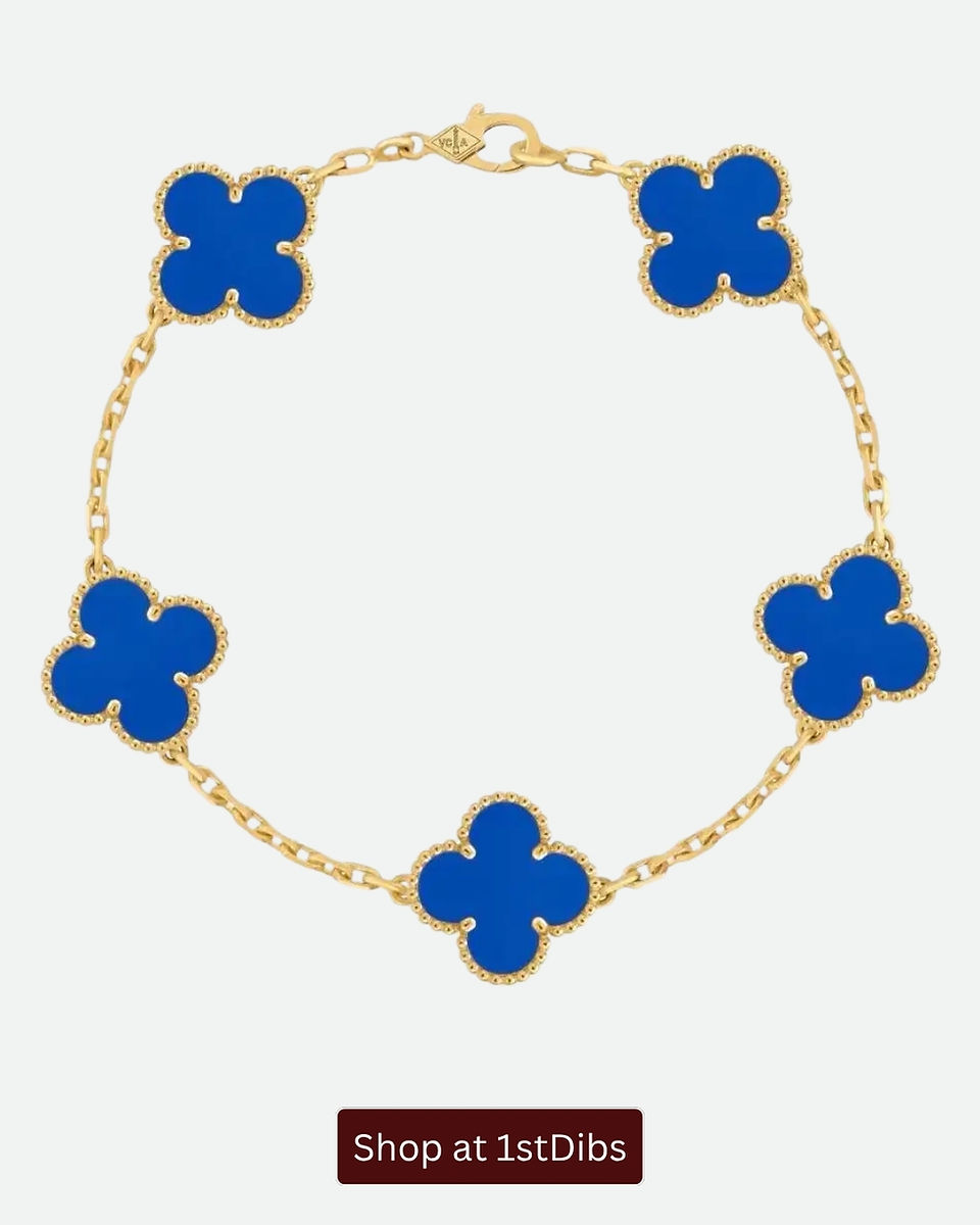 Van Cleef & Arpels Vintage Alhambra lapis lazuli bracelet in yellow gold.