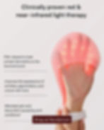 Omnilux Contour Glove LED device placed on a hand, emitting red and near-infrared light.