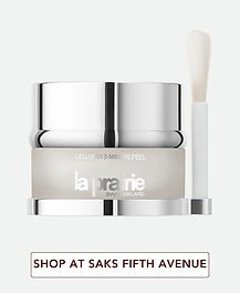 La Prairie Cellular 3-Minute Peel with silver jar and brush for weekly luxury exfoliating treatment, skin resurfacing and smoother night skincare prep.