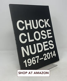 Chuck Close: Nudes 1967–2014 photography book with black cover and bold white typography, featuring the artist’s intimate nude studies across five decades.