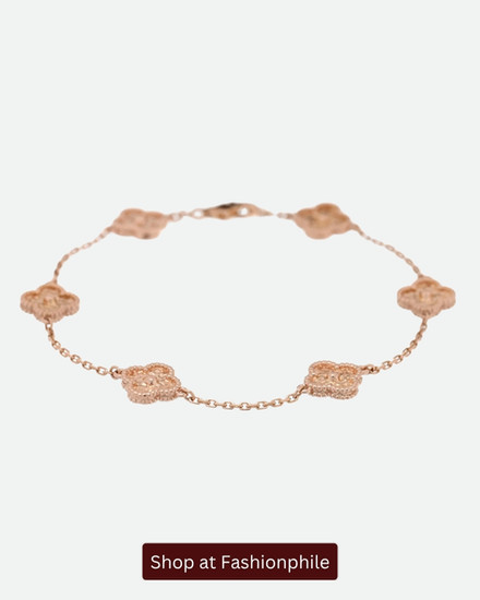Van Cleef & Arpels Sweet Alhambra rose gold bracelet with delicate clover mo
