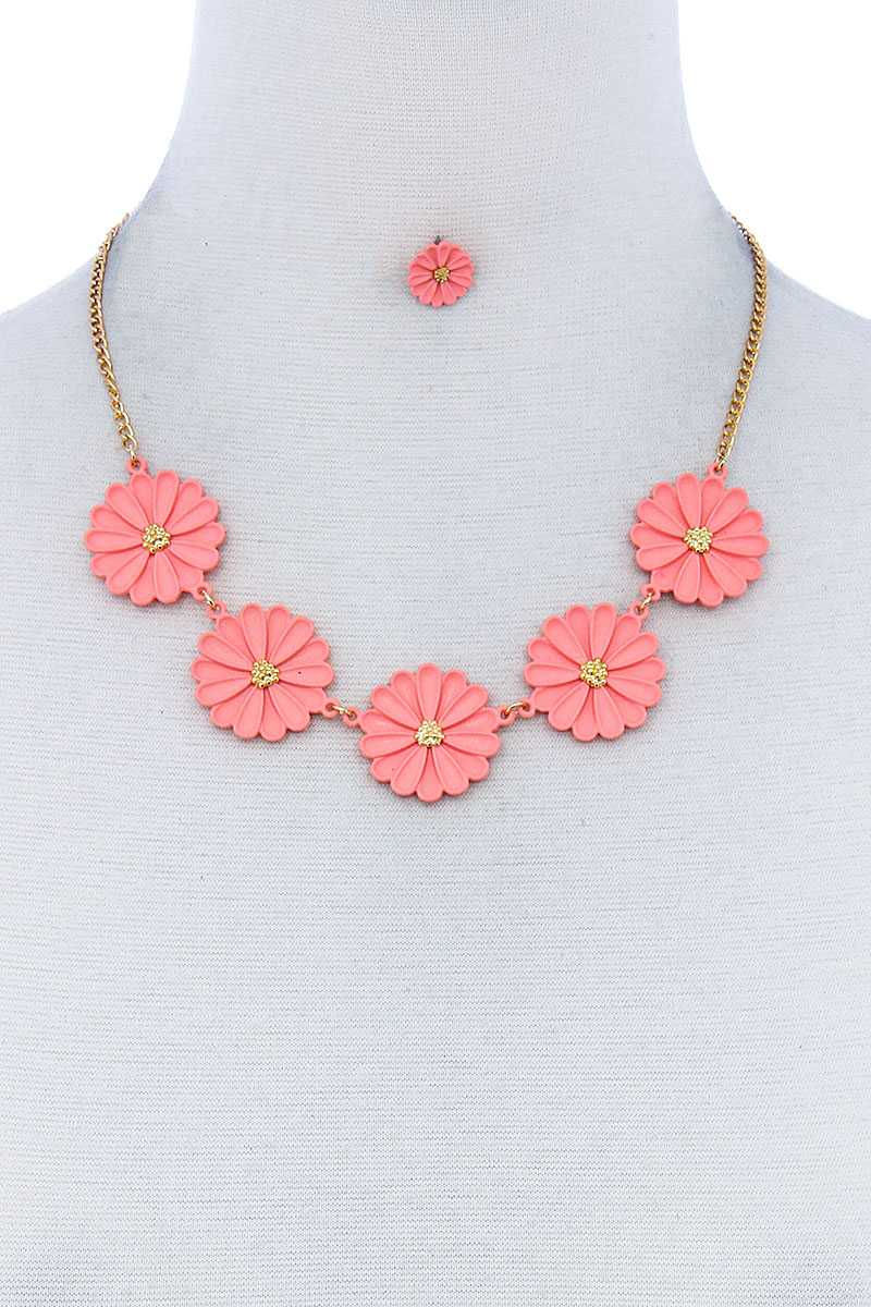 Thumbnail: Fashion Cute Multi Tender Flower Necklace And Earring Set