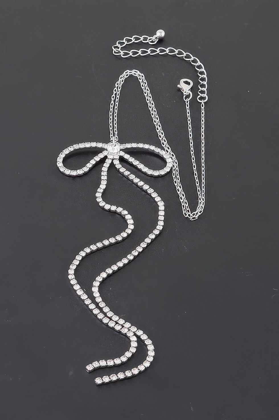 Thumbnail: Rhinestone Bow Necklace