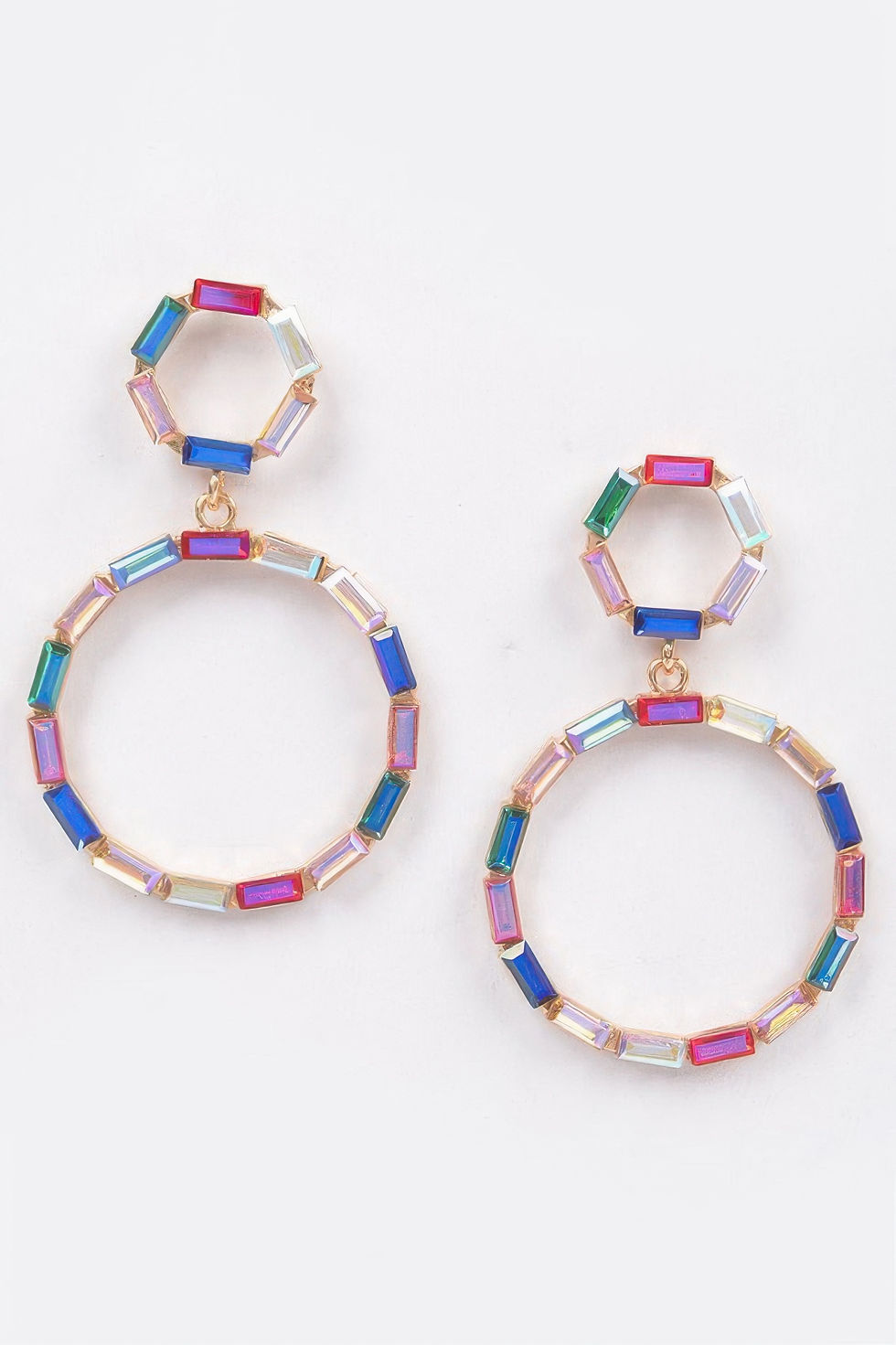 Thumbnail: Double Circle Dangle Rhinestone Earring