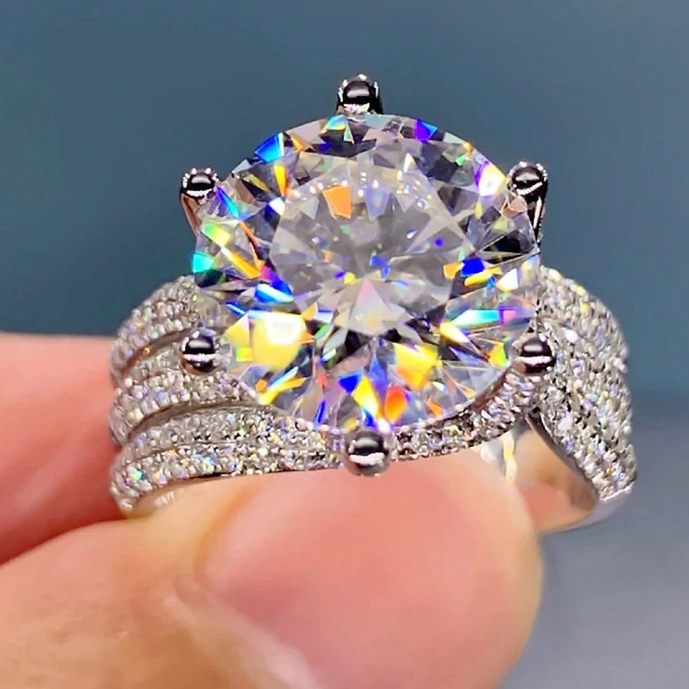 Thumbnail: 10MM Cubic Zirconia Luxury Wedding Band Ring for Women - 925 Silver Plated, Gli