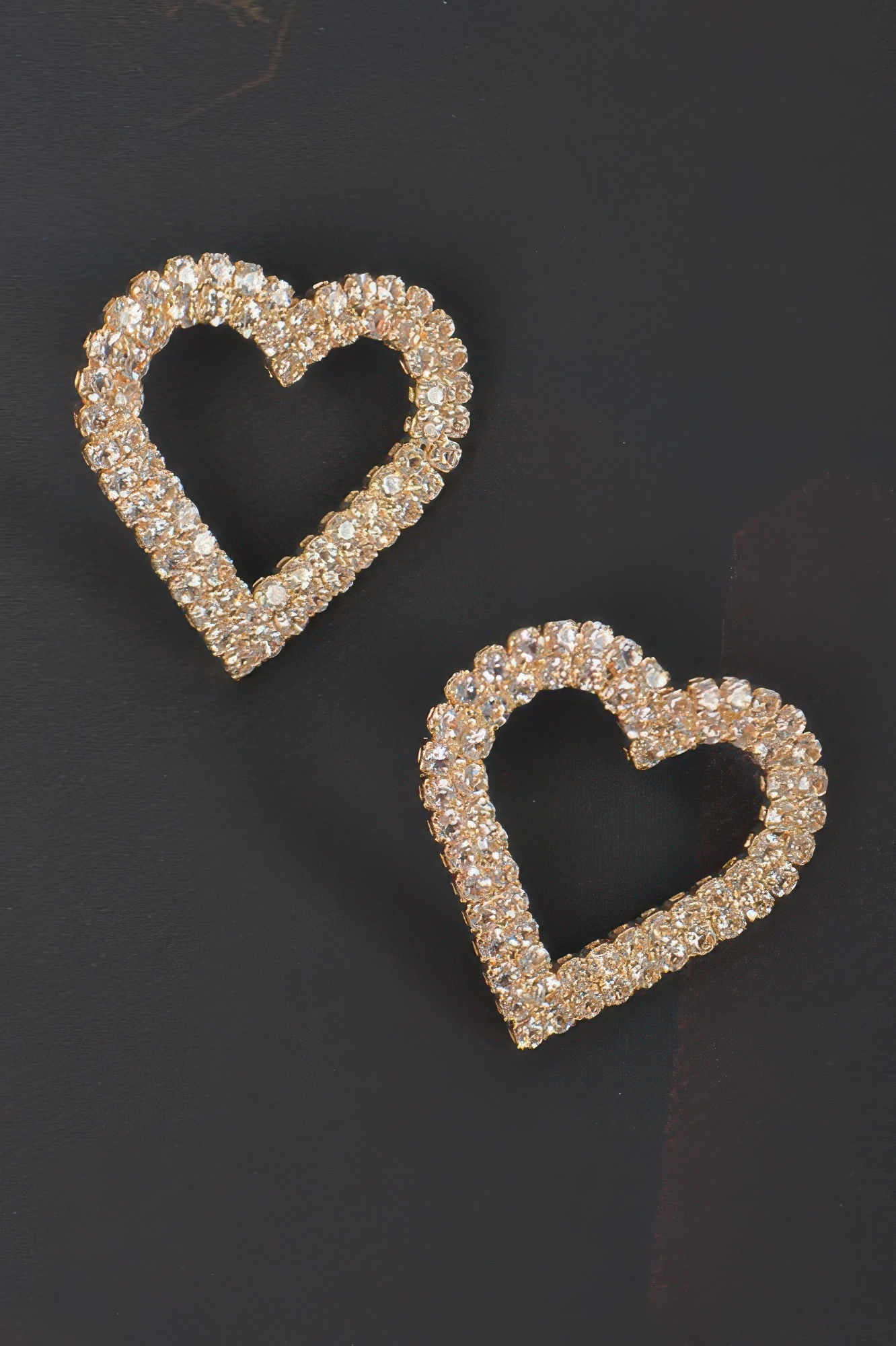 Heart Rhinestone Button Earring 