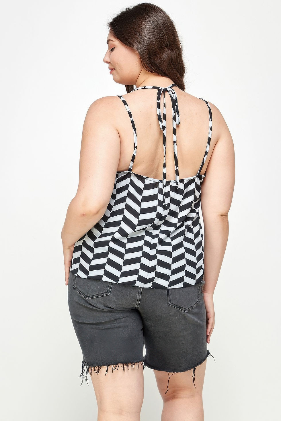 Thumbnail: Plus Size Geometric Top With Double Spaghetti Strap
