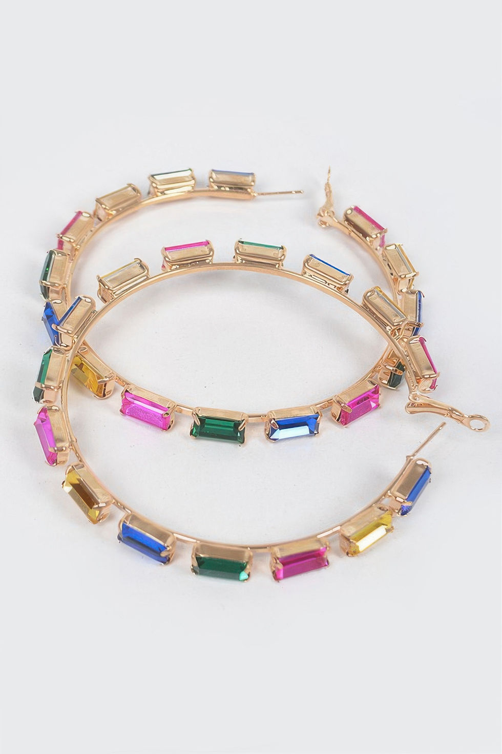 Thumbnail: Rectangle Rhinestone Hoop Earring