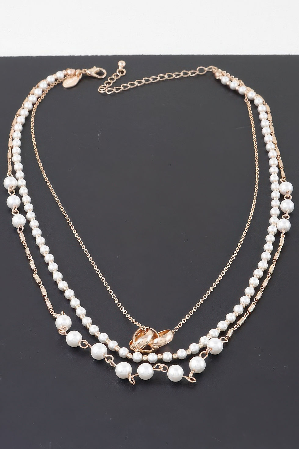 Thumbnail: Triple Ring Beaded Necklace