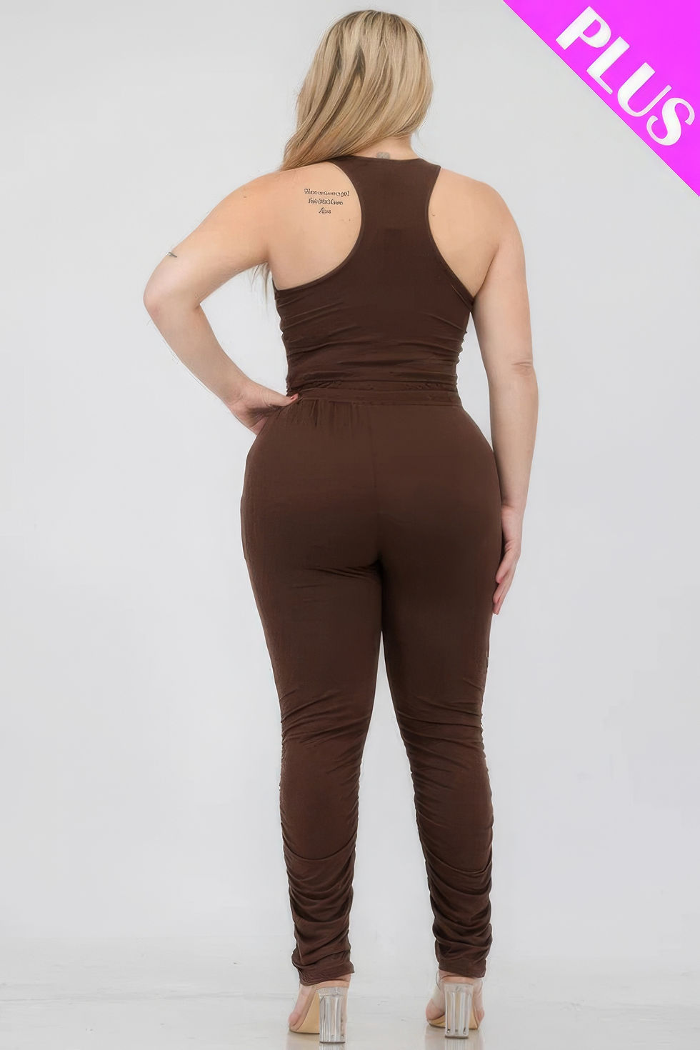 Thumbnail: Plus Size Crop Tank Top & Ruched Pants Set