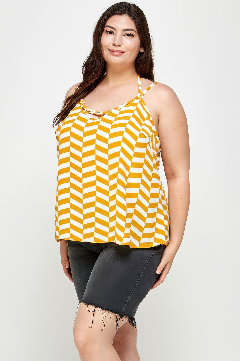 Thumbnail: Plus Size Geometric Top With Double Spaghetti Strap