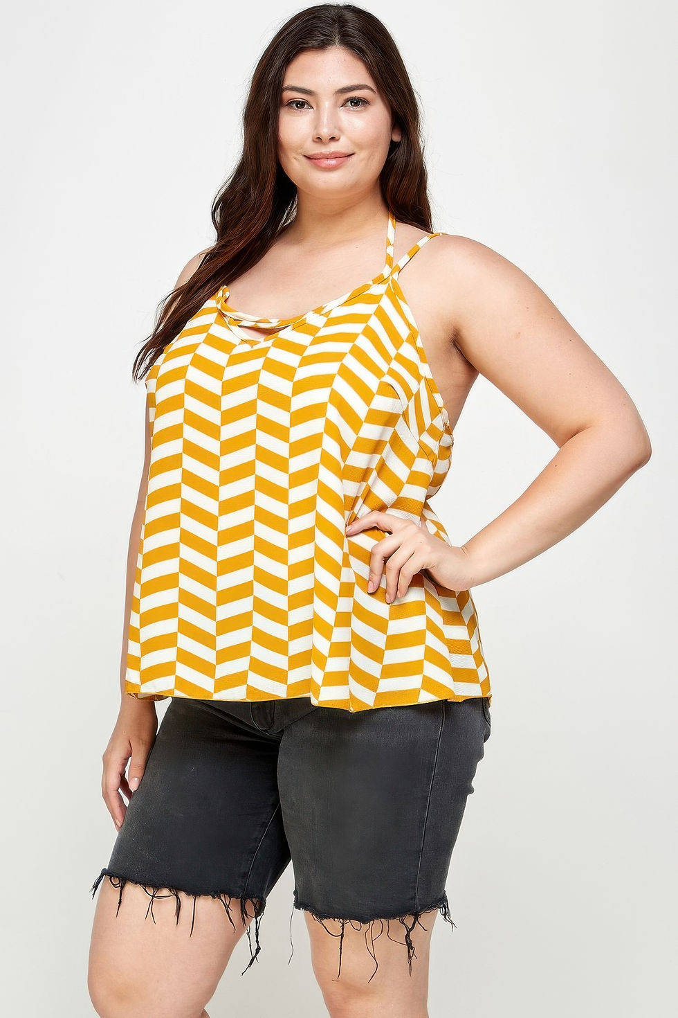 Thumbnail: Plus Size Geometric Top With Double Spaghetti Strap
