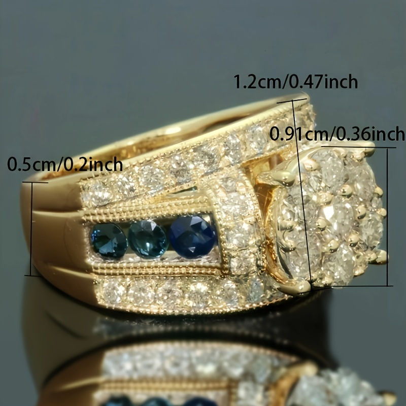 Thumbnail: 1 Pc Women Fashion Personality Ring Round Zircon Luxury Men Women Engagement We