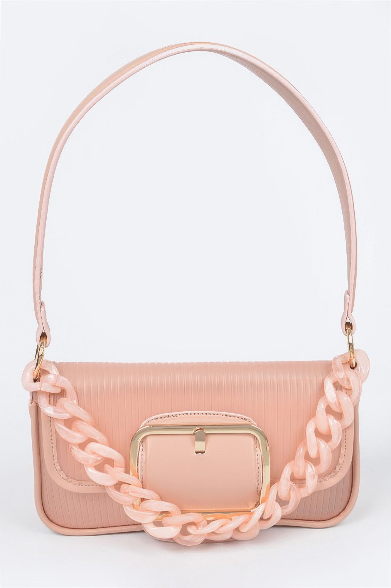 Translucent Metal Buckle Crossbody Bag W/chain