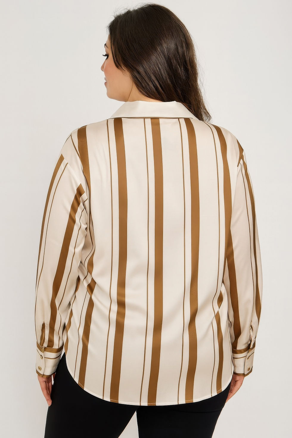 Thumbnail: Plus Size Vertical Stripe Button Down Blouse             