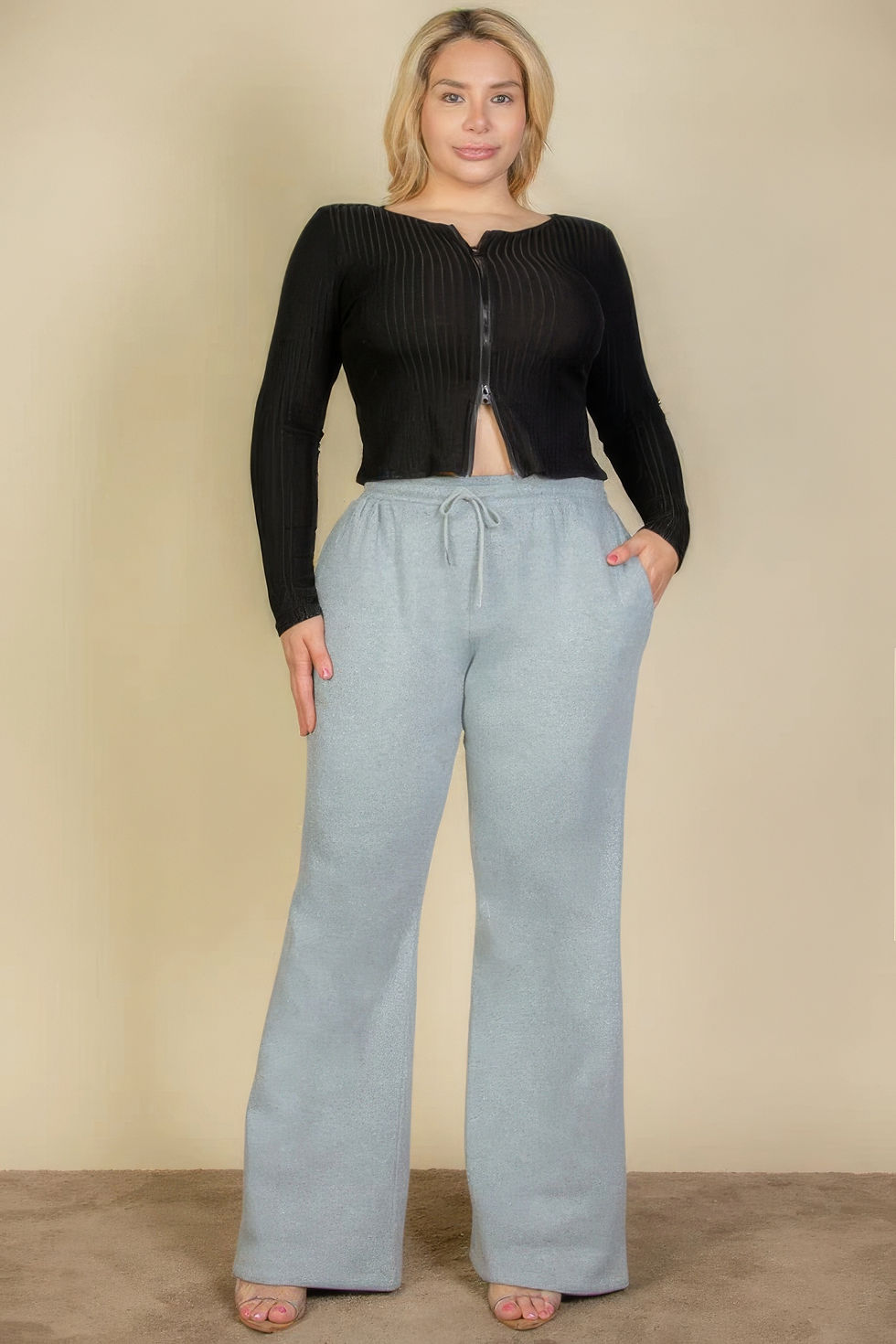 Thumbnail: Plus Size Drawstring Waist Slant Pocket Sweatpants
