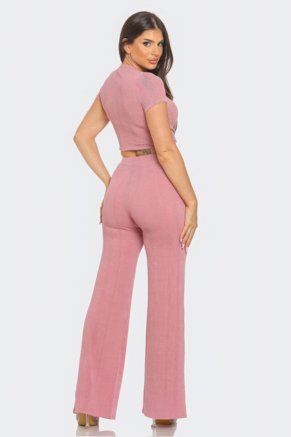 Thumbnail: Front Twist Detail Top And Flare Pants Set