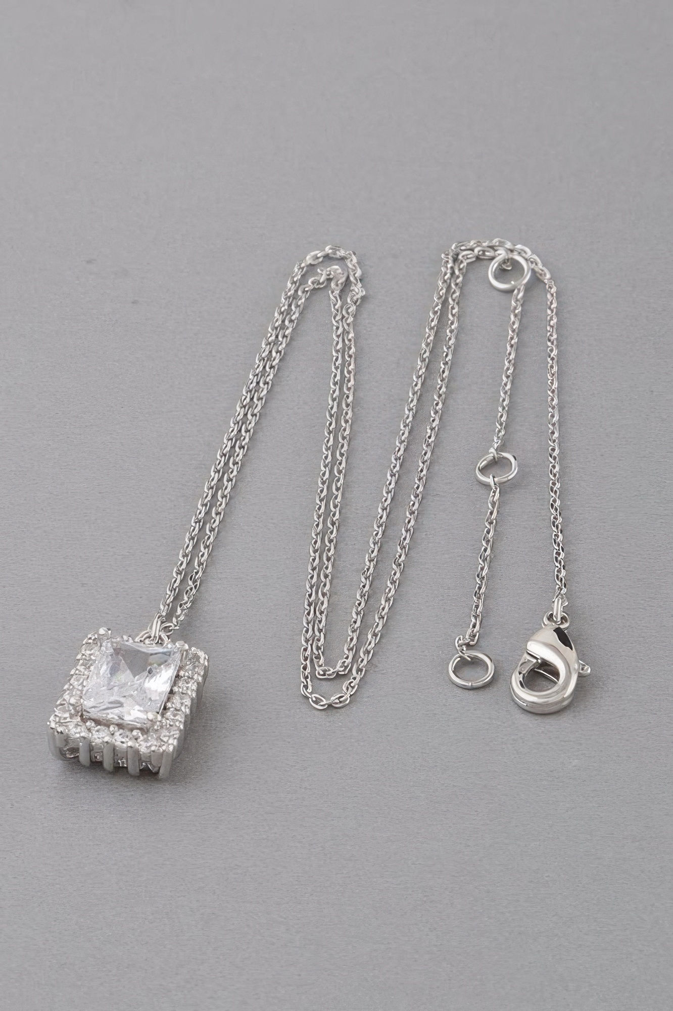 Framed Rhinestone Pendant Necklace