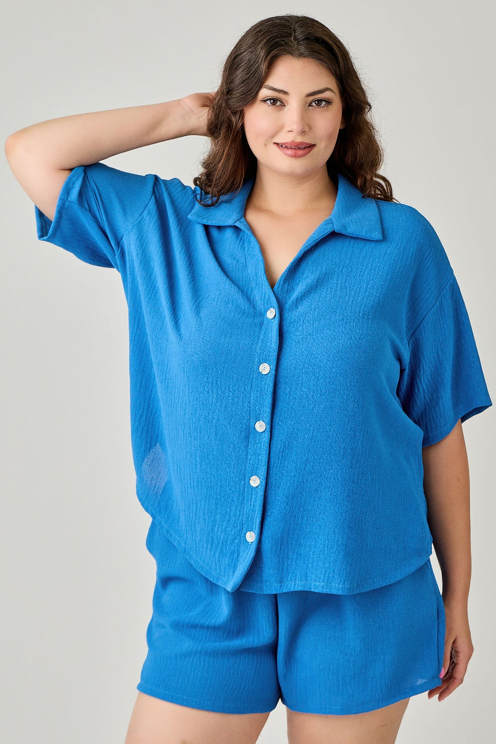 Thumbnail: Plus Size 2pc Linen Airflow Btn Down Set