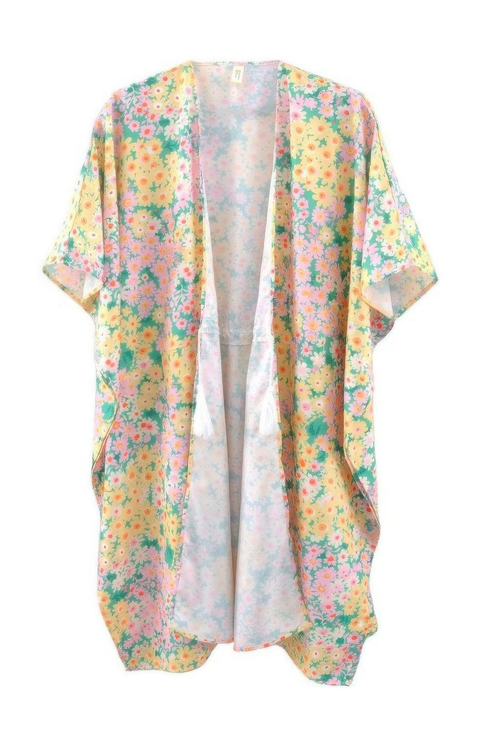 Thumbnail: Flower Print Self-tie Drawstring Open Front Cover