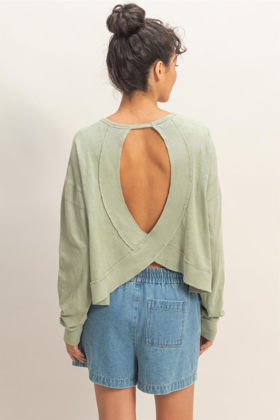 Thumbnail: Cross Detail Open Back Long-sleeve Top