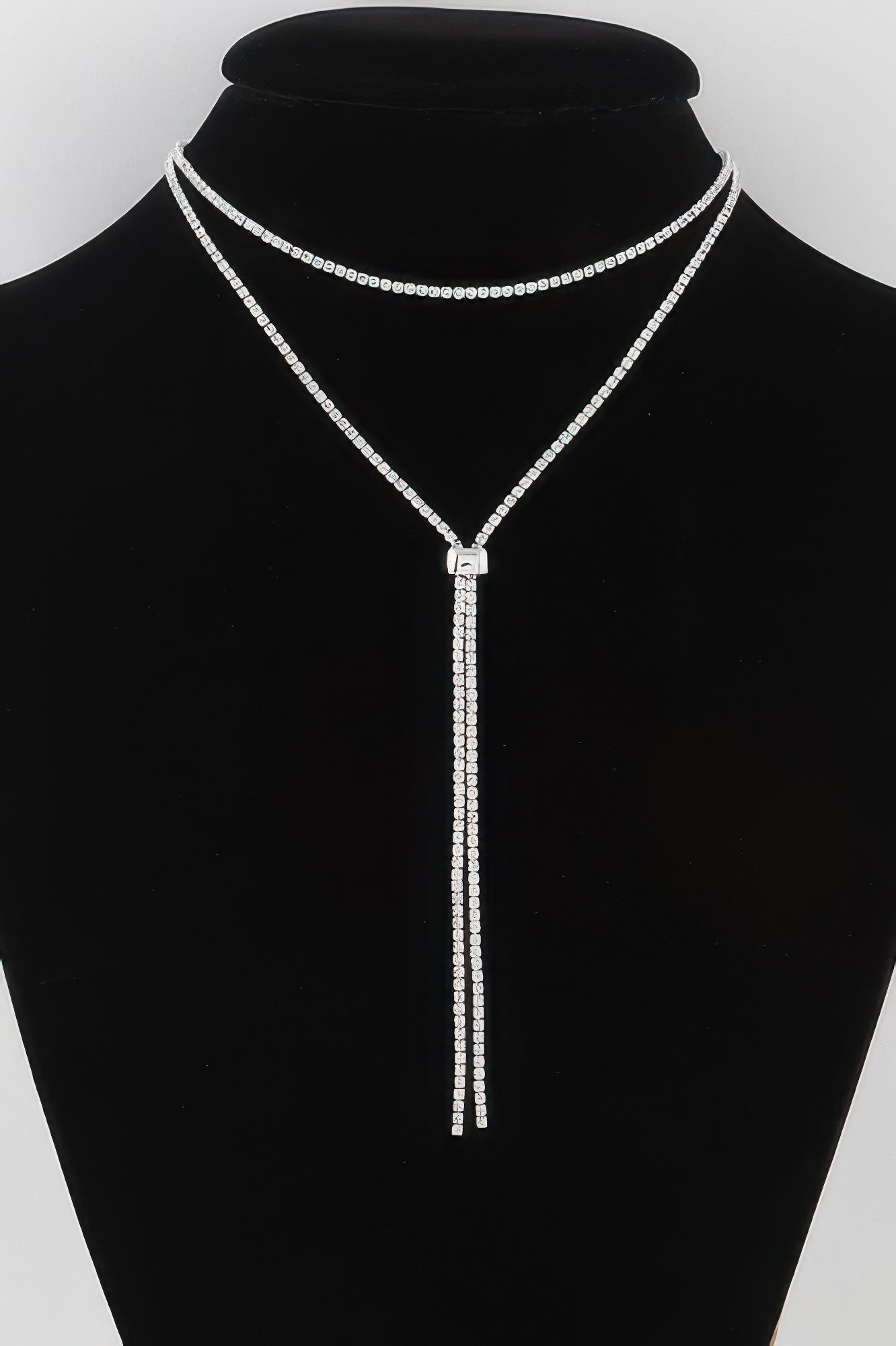 Jeweled Rhinestone Choker Drop Necklace