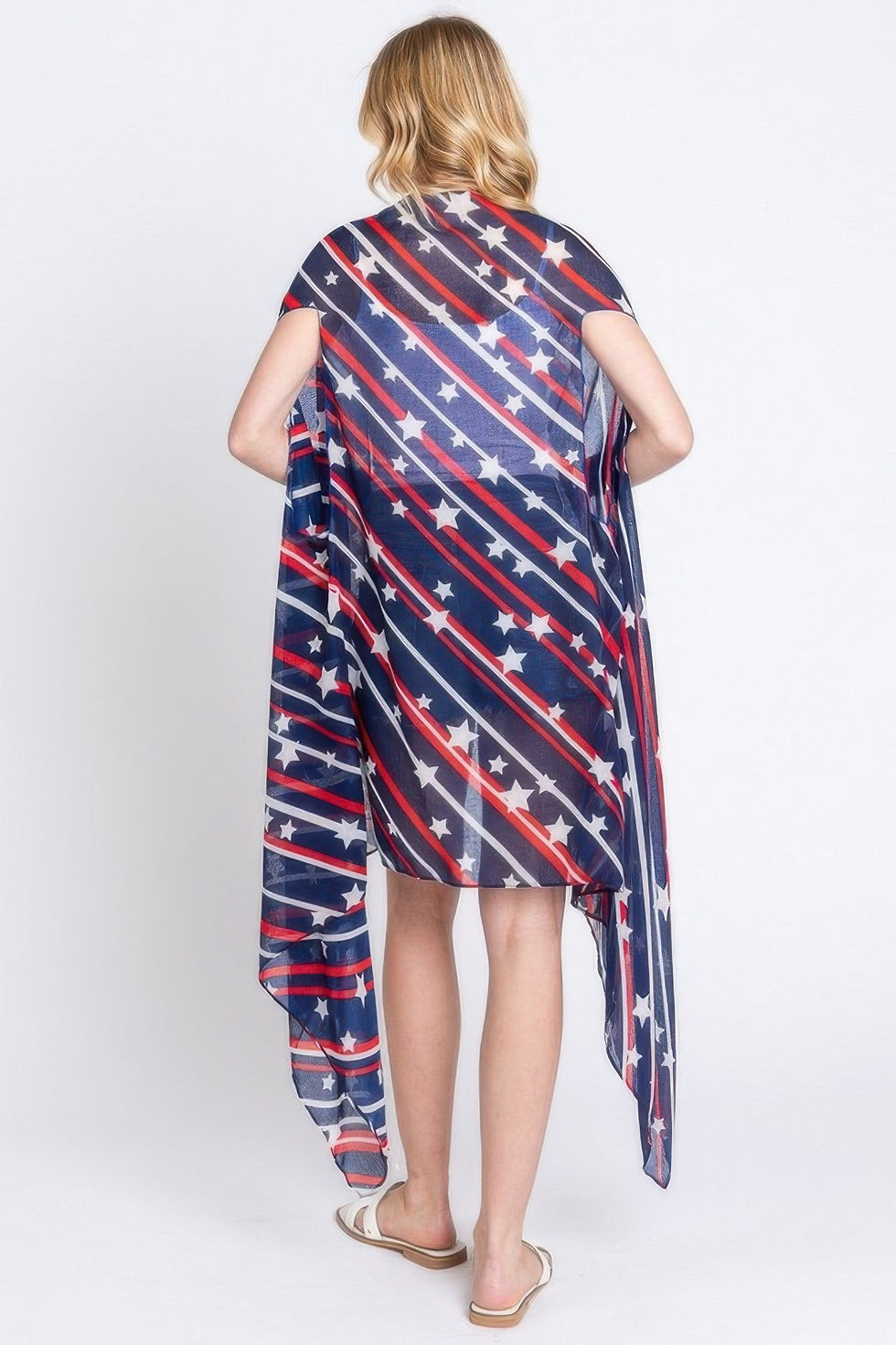 Thumbnail: Diagonal Stripes And Stars Print Vest