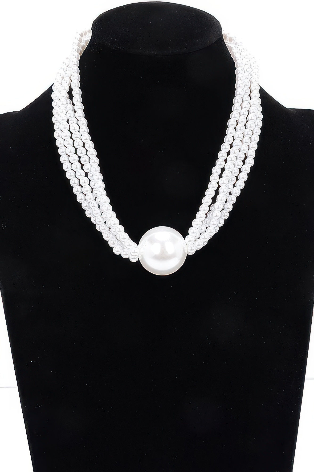 Multi Faux Pearl Chain Necklace