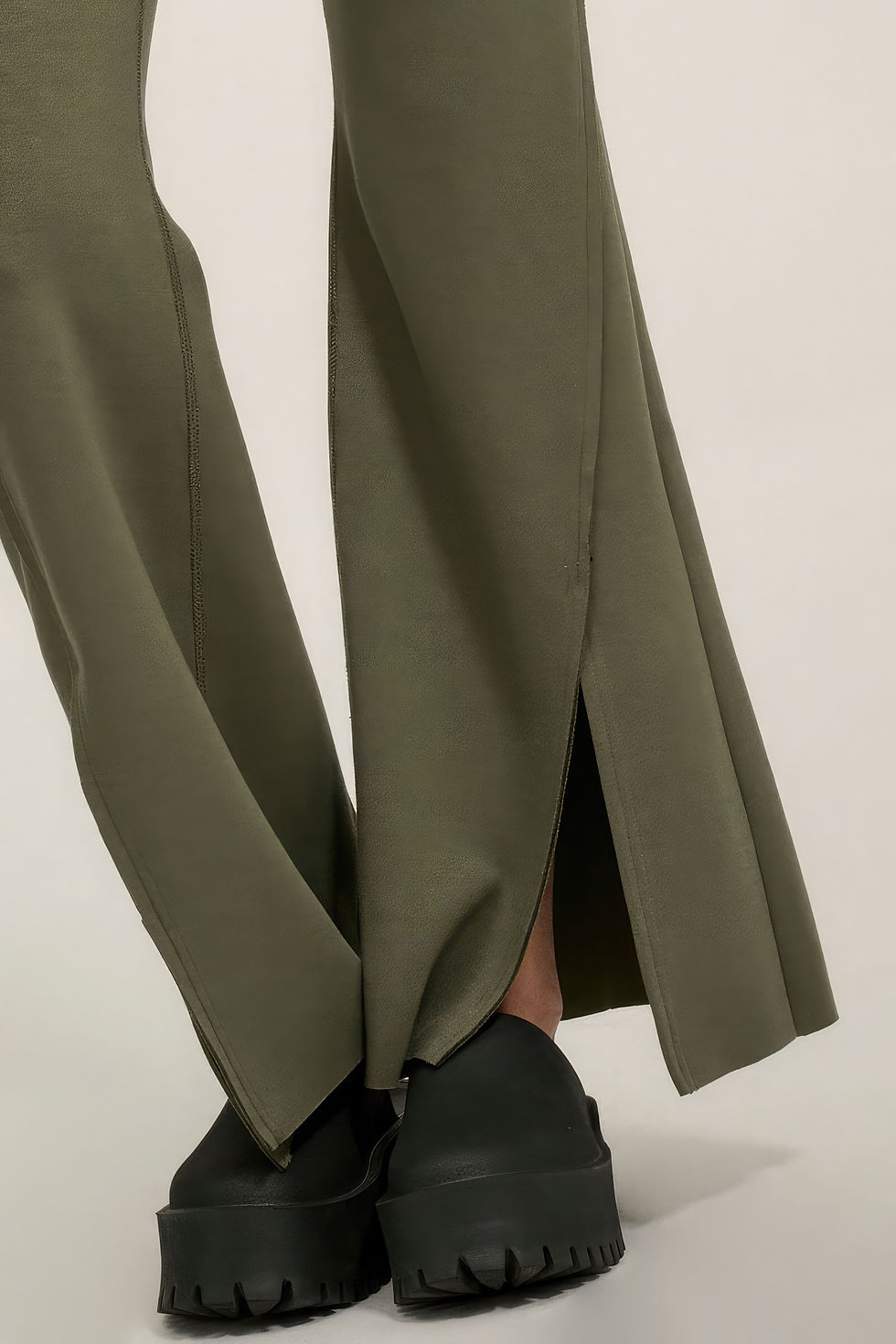 Thumbnail: Solid Raw Edge Expose Seam Flare Pants