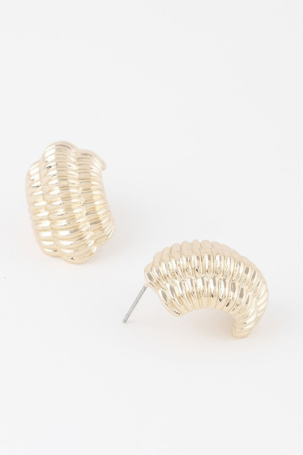 Thumbnail: Thin Ribbed Hoop Earrings