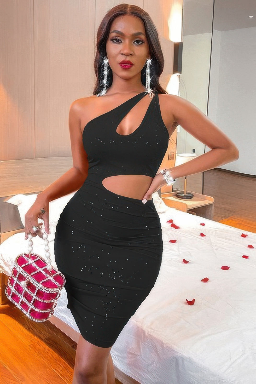 Thumbnail: One Shoulder Sleeveless Cutout Bodycon Dress