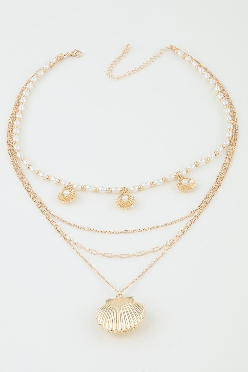 Thumbnail: Multi Seashell Charm Drop Necklace