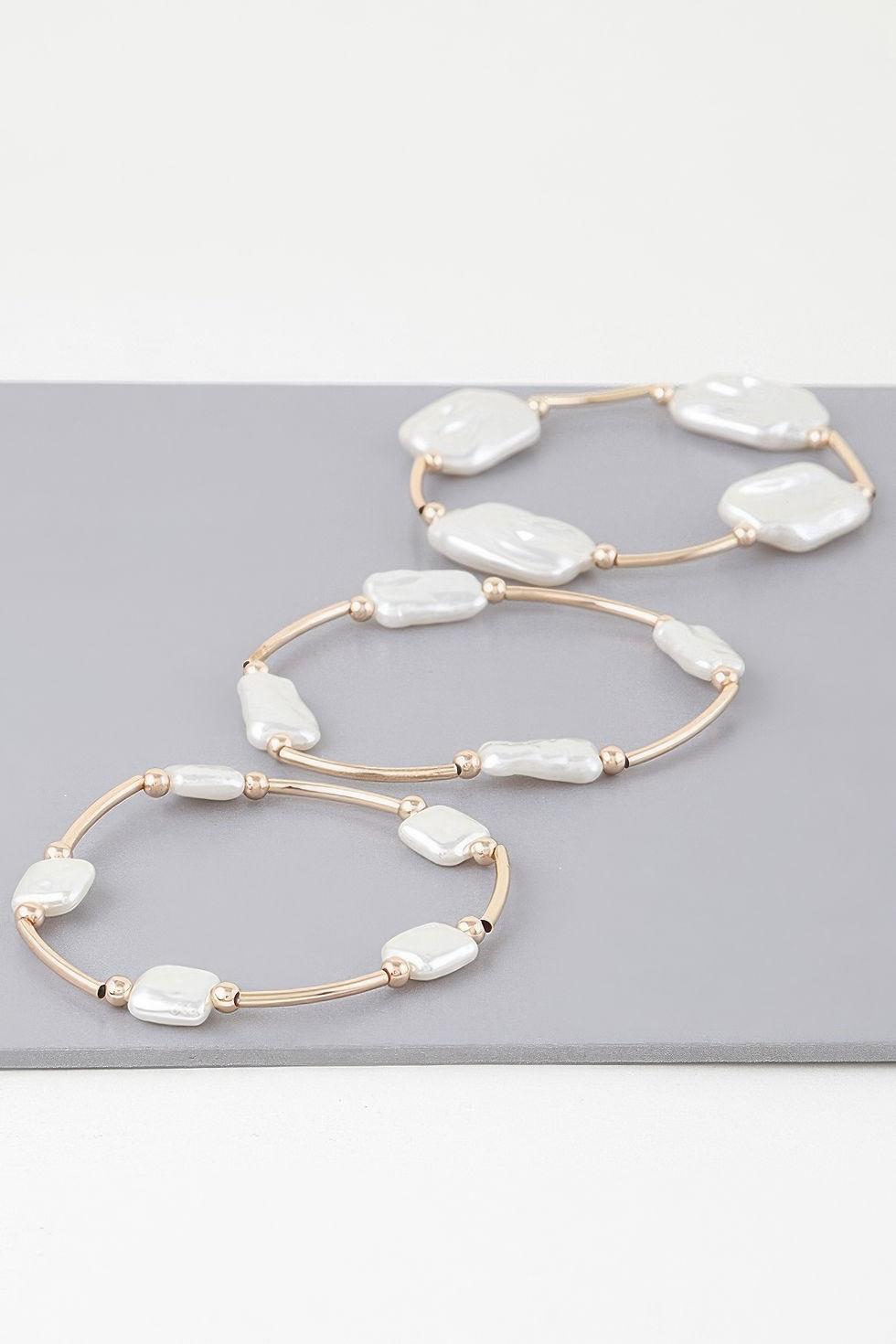 Thumbnail: Multi Abstract Pearl Stone Tube Bracelet