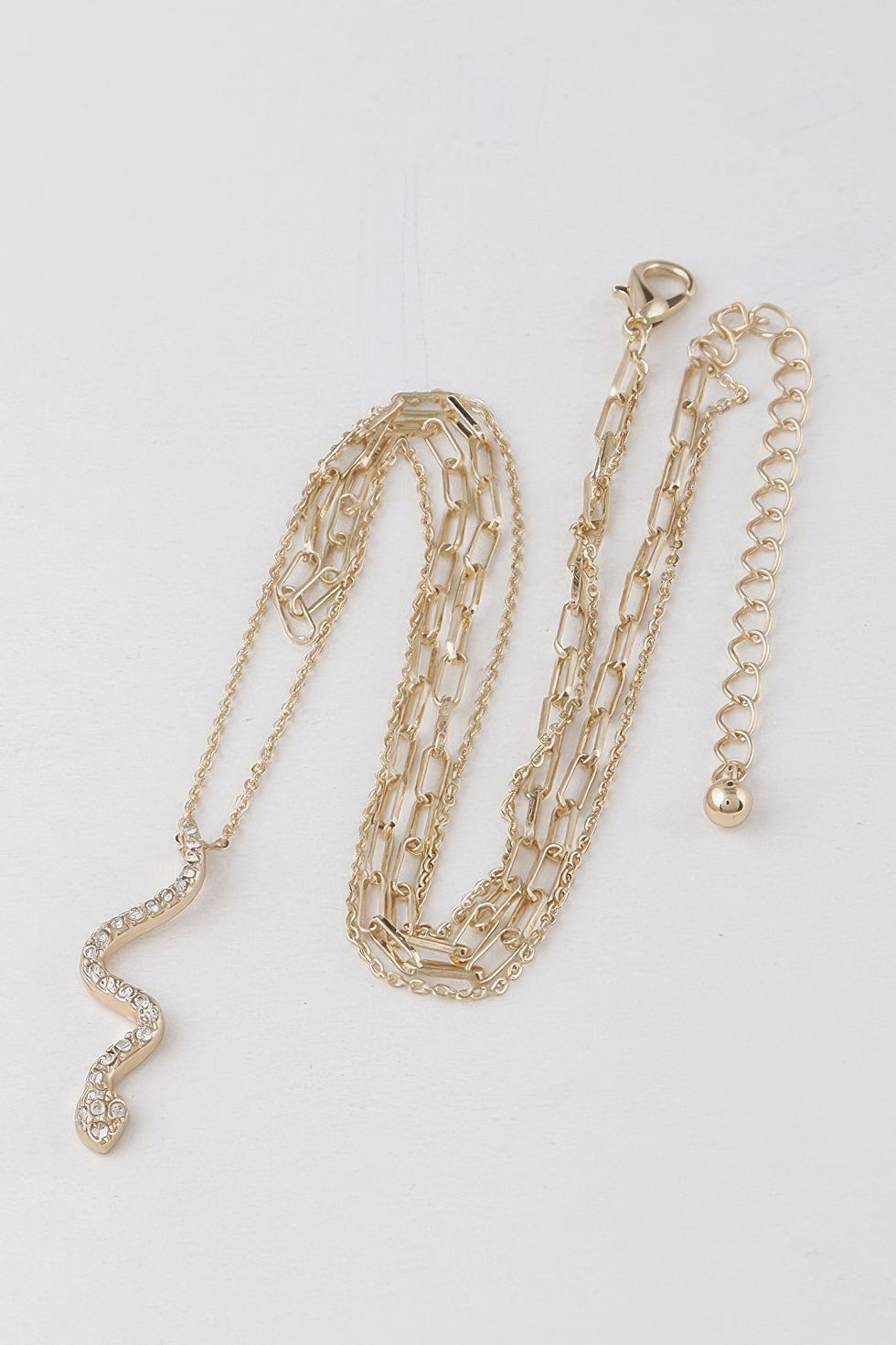 Thumbnail: Jeweled Snake Pendant Necklace 