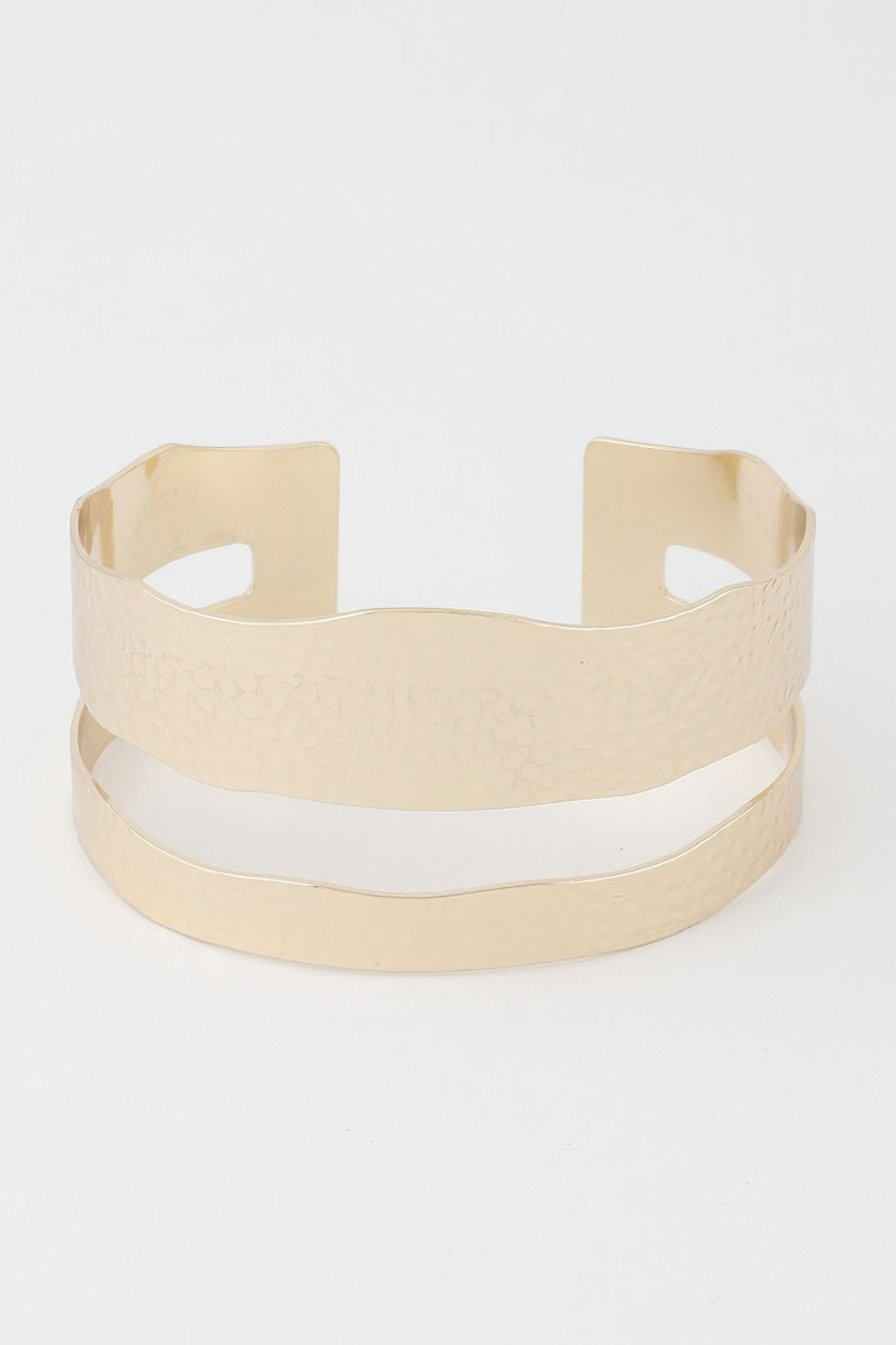 Thumbnail: Double Hammered Open Cuff Bracelet