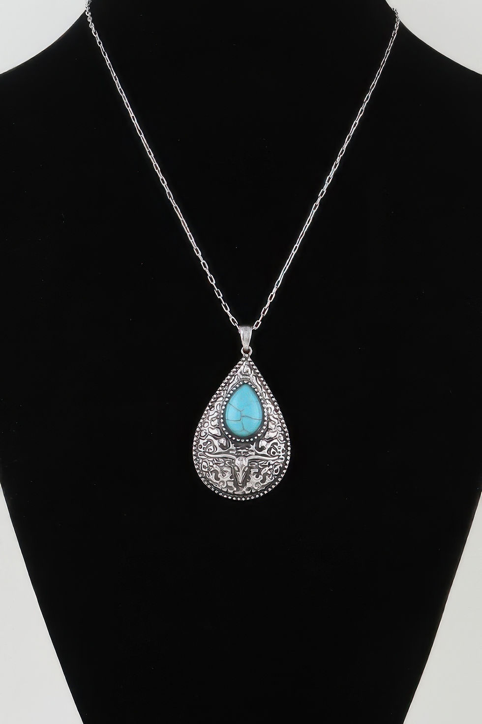 Thumbnail: Antique Bull Teardrop Necklace