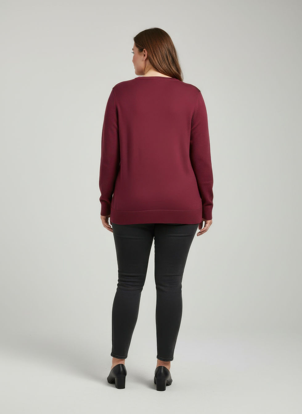 Thumbnail: Burgundy Shimmer Detail Knit Tunic Top