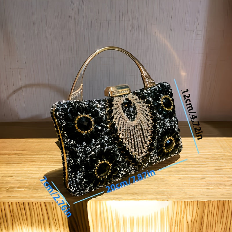 Thumbnail: Luxury Glamorous Evening Clutch Bag with Sparkling Full Rhinestone - Buckle Clo