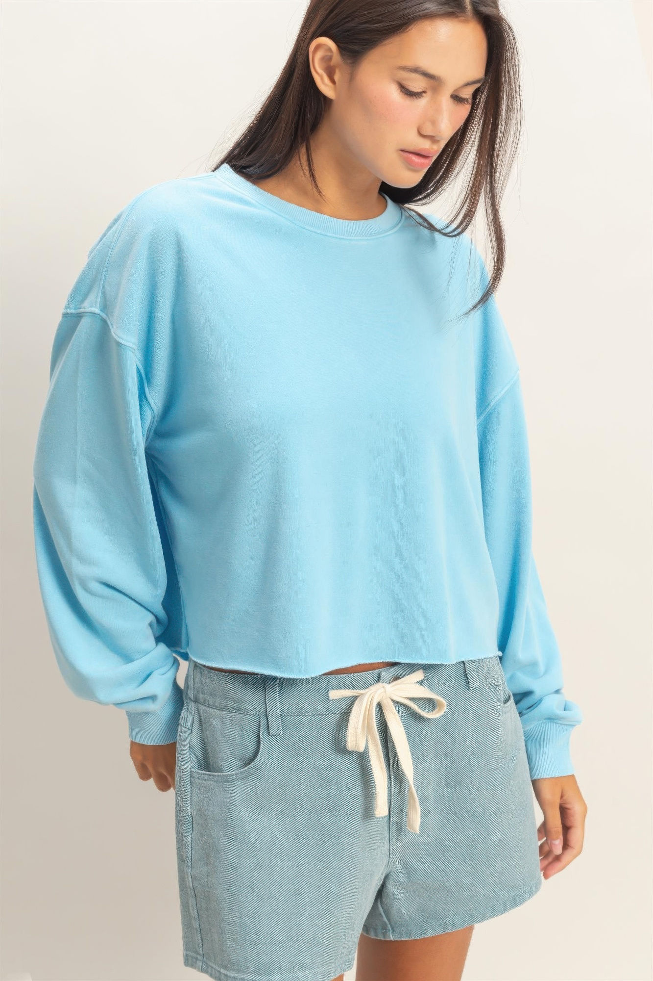 Cropped Mineral Wash Sweatshirt
