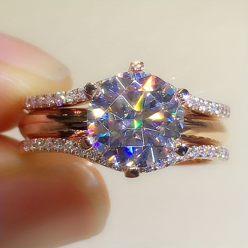 Thumbnail: 1pc Exquisite Eternity Ring - 14k Gold Plated, Paved with Shining Synthetic Gem