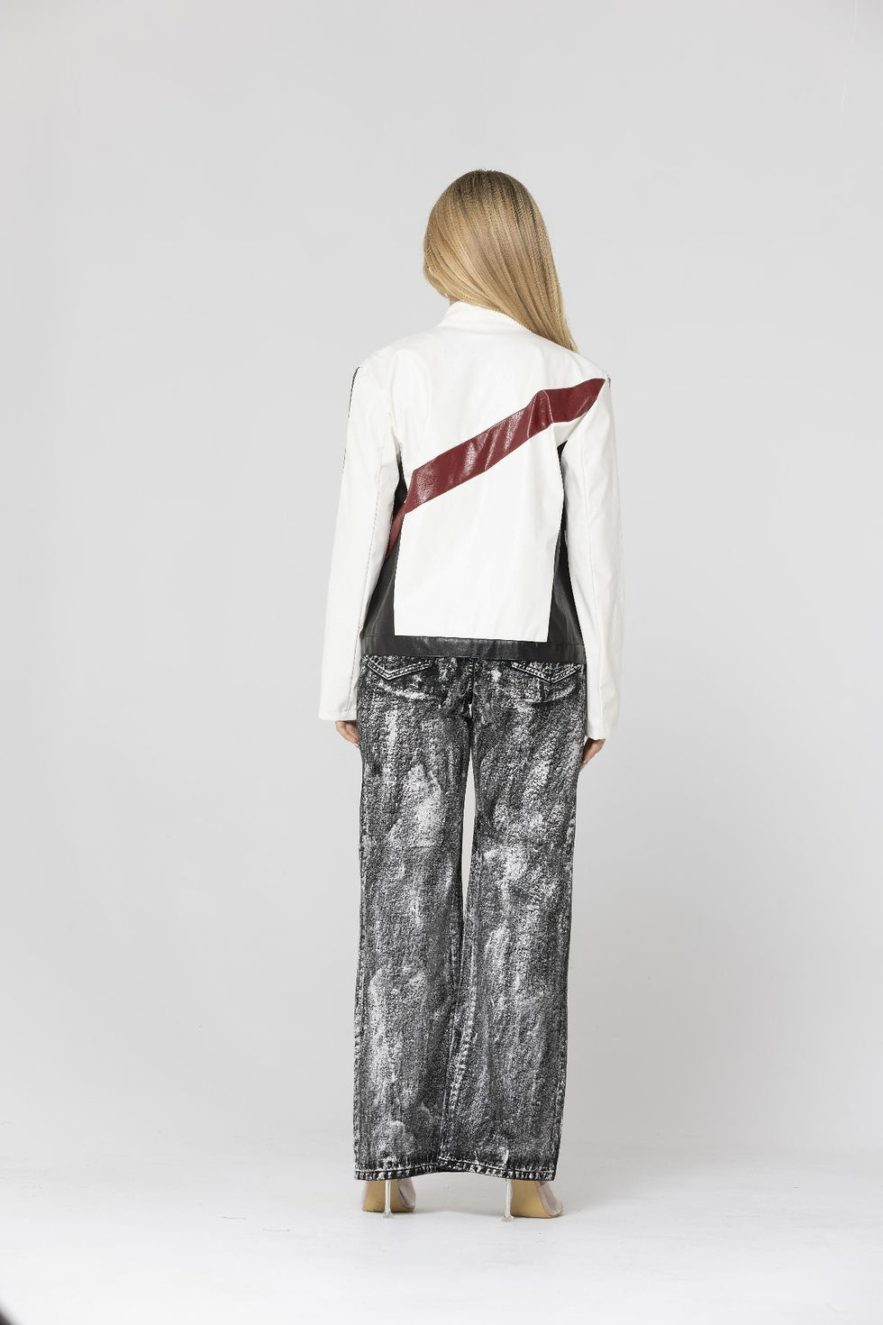 Thumbnail: Color Block Pu Leather Jacket