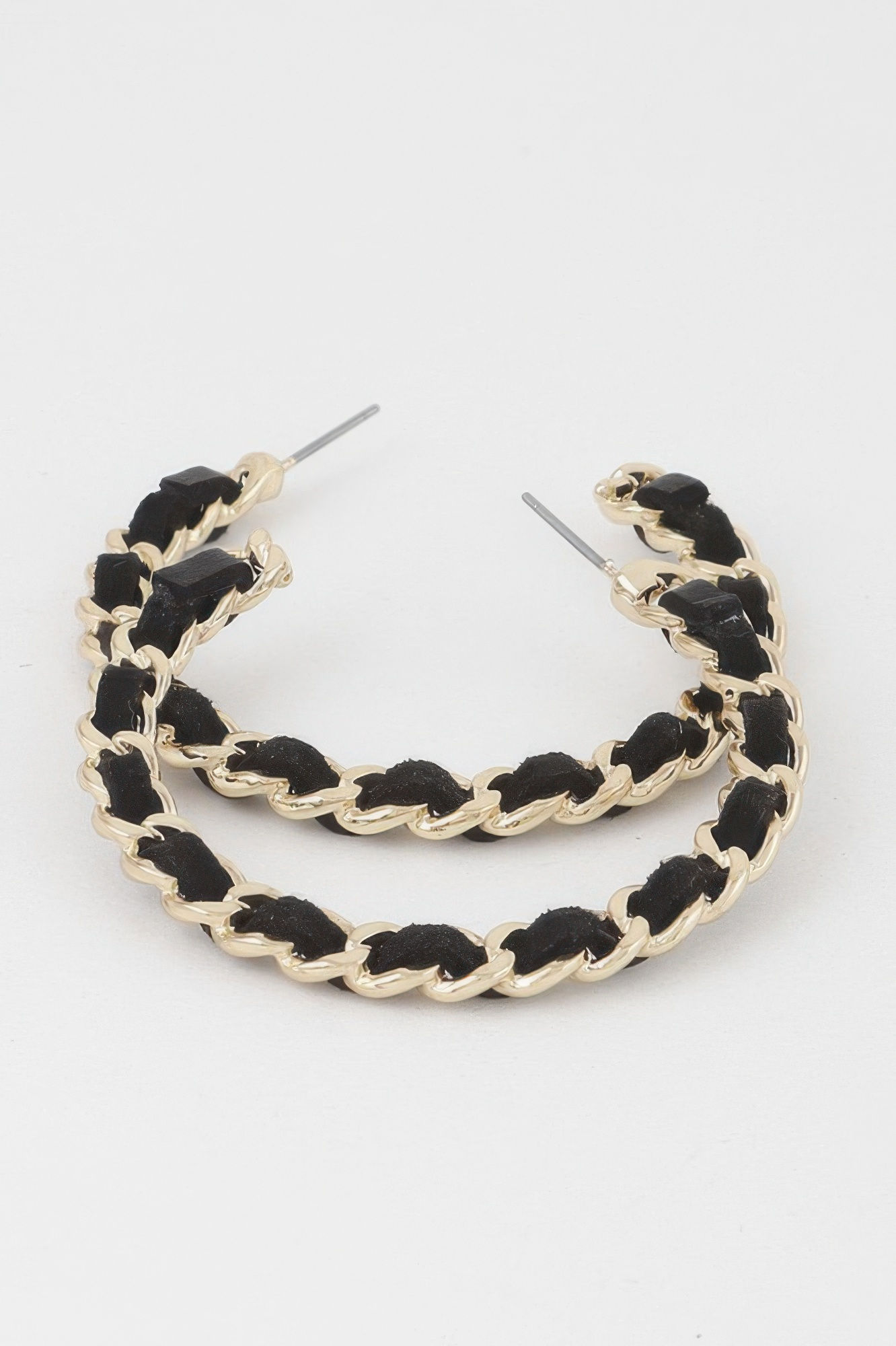Velvet Lace Wrapped Hoop Earrings